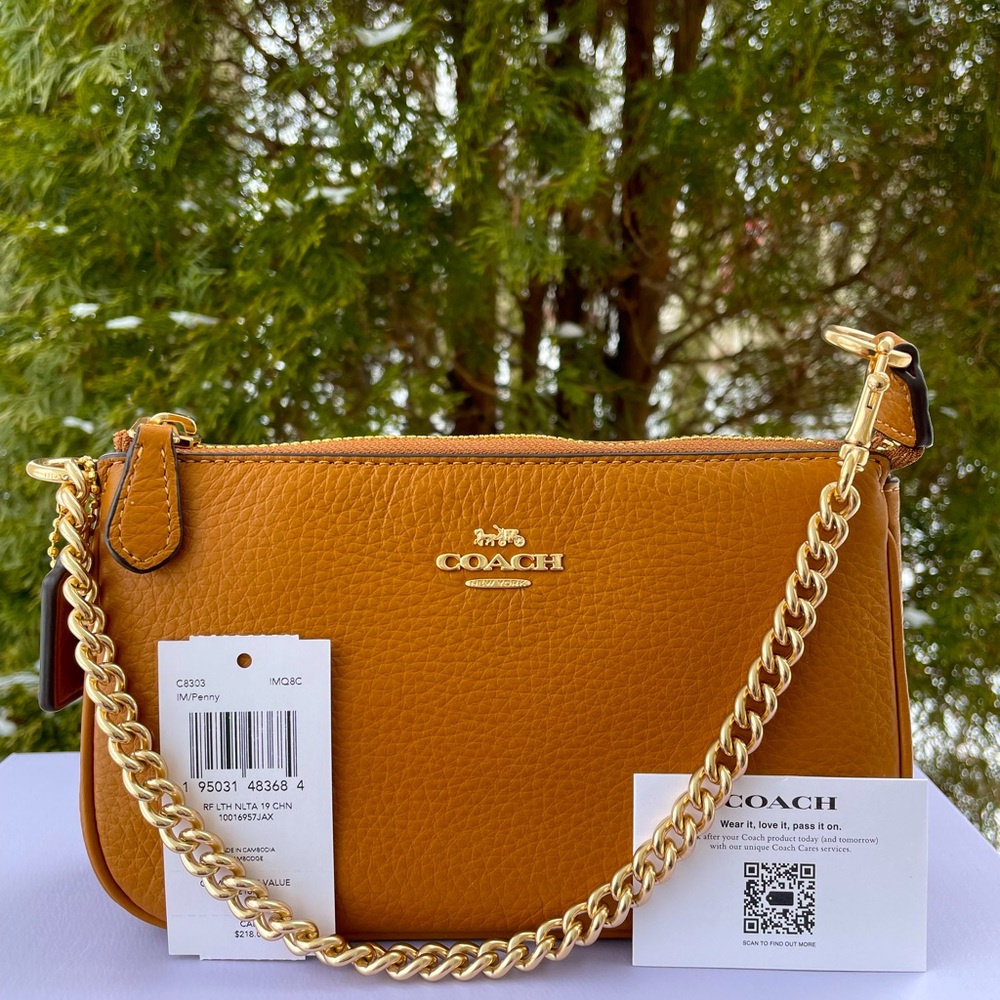 Coach Pebbled Leather Shoulder Bag in Penny/Gold